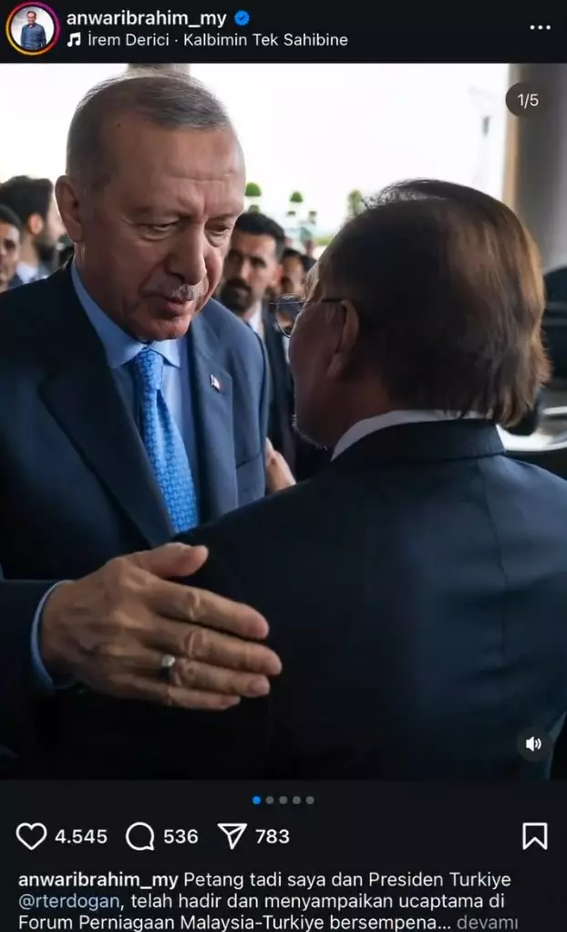 Seçtiği şarkı gündem oldu! Malezya Başbakanı İbrahim'den bomba Erdoğan paylaşımı