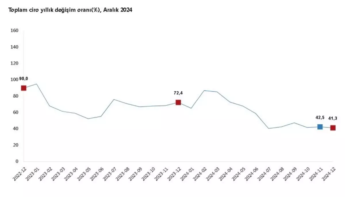 TÜİK: Aralık 2024\'te Sektör Cirosu Yıllık Yüzde 41,3 Arttı