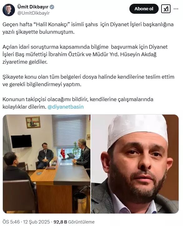 Diyanet, Halil Konakçı hakkında soruşturma başlattı