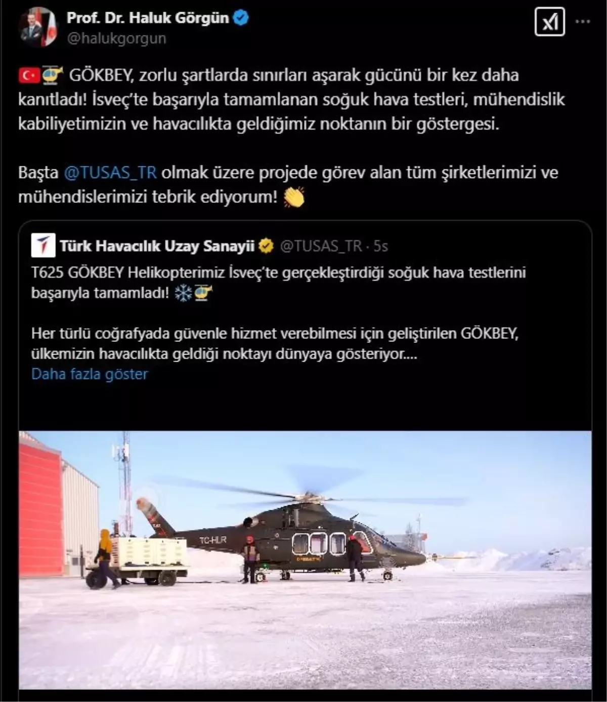 GÖKBEY Helikopteri Soğuk Hava Testlerini Başarıyla Tamamladı