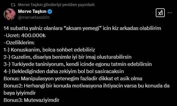 Merve Taşkın'ın 14 Şubat yemeği için istediği ücret hayrete düşürdü: CİMER'e şikayet yağdı