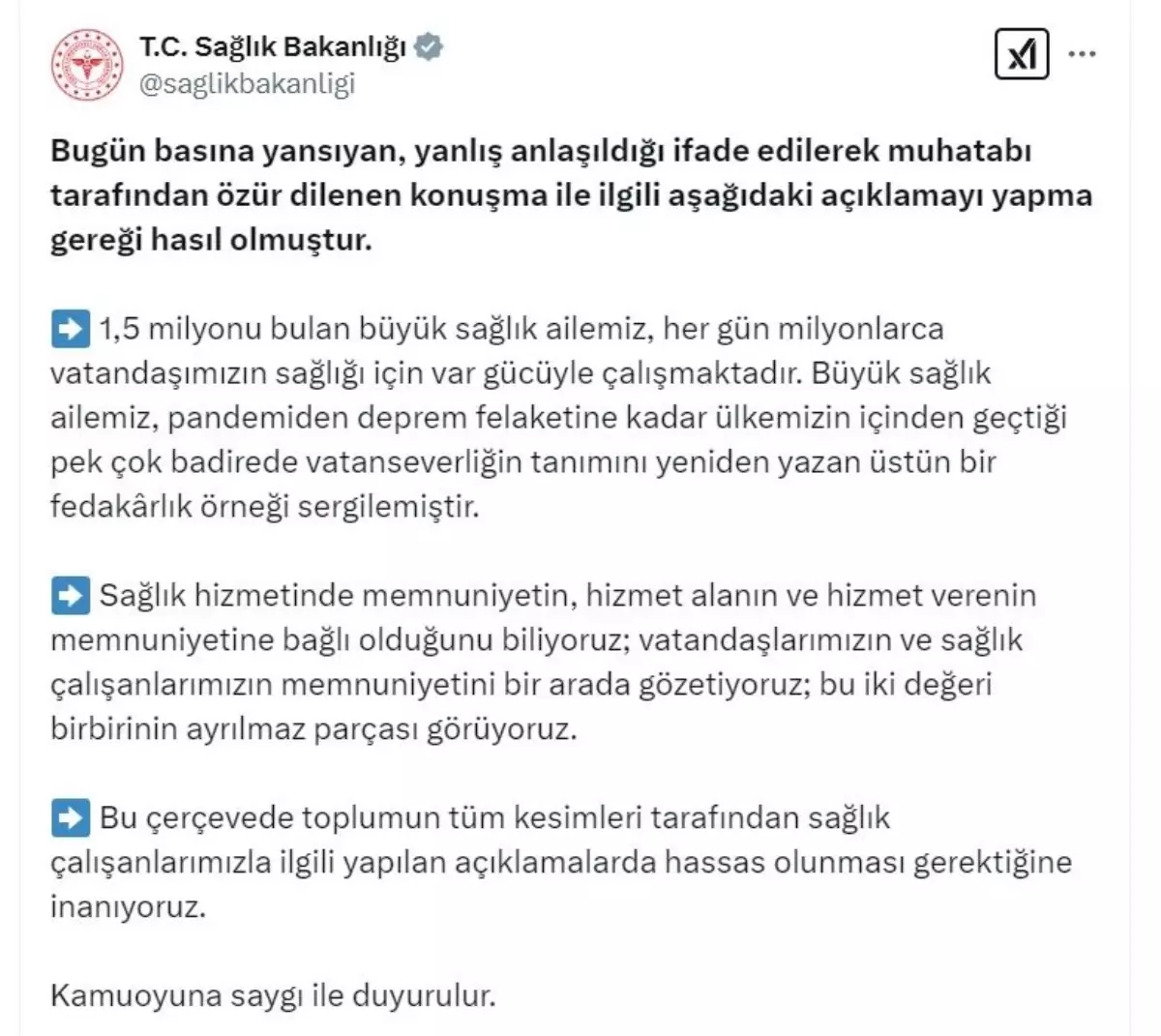 Sağlık Bakanlığı\'ndan Memnuniyet Açıklaması