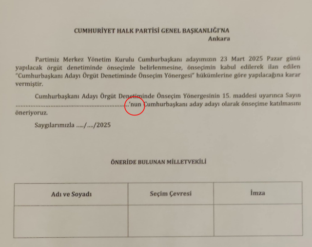 CHP'nin adaylık formunda dikkat çeken detay! Resmen İmamoğlu'na göre hazırlanmış