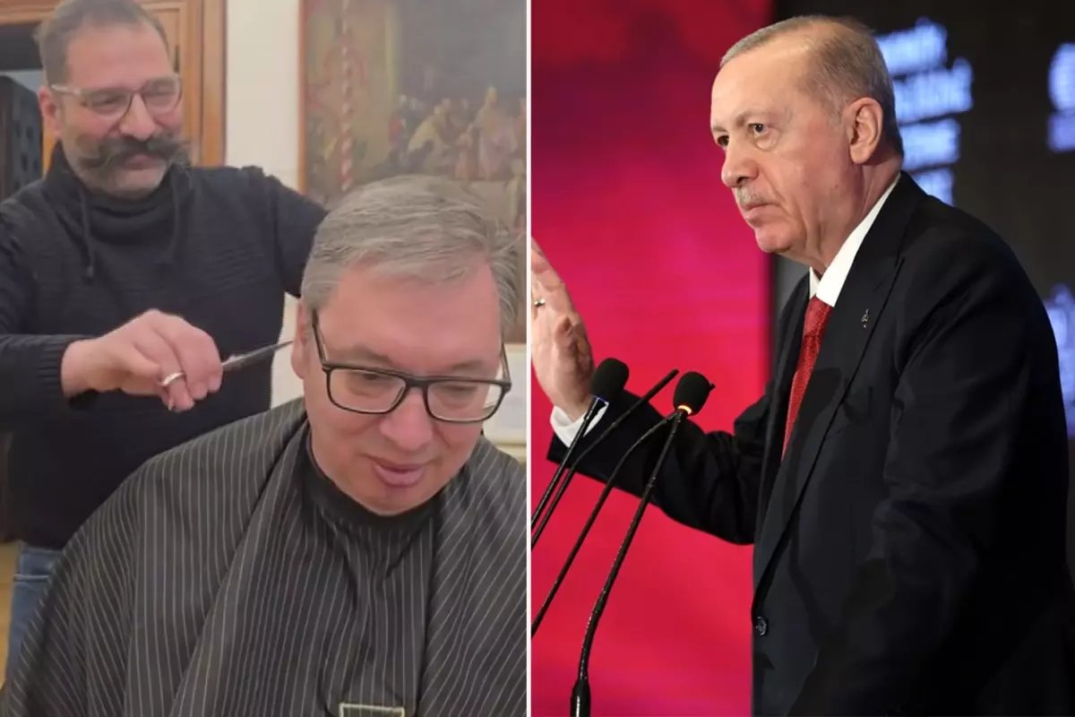 Sırbistan Cumhurbaşkanı Vucic, berberini Cumhurbaşkanı Erdoğan\'ın korumasına benzetti