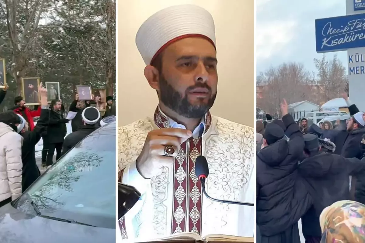 Halil Konakc�'ya b�y�k �ok! Vaaz vermek i�in gitti�i Erzurum'da protesto edildi