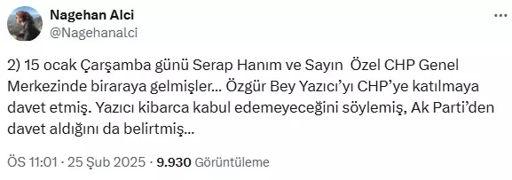 AK Parti'ye katılan Serap Yazıcı: CHP'ye geçmemi Özgür Özel teklif etti