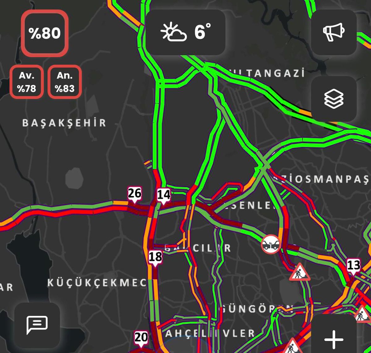 İstanbul\'da Trafik Yoğunluğu Yüzde 80\'e Ulaştı