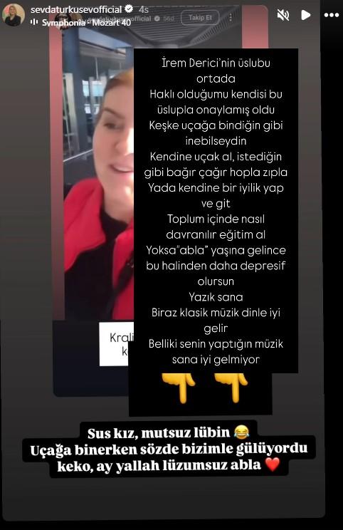 Uçakta karşılaşan İrem Derici ve Sevda Türküsev birbirine girdi