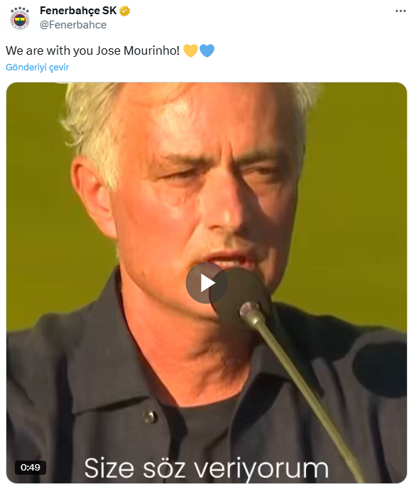 Fenerbahçe'den Takim Kurulu'nun indirim kararı sonrası olay yaratacak Mourinho paylaşımı