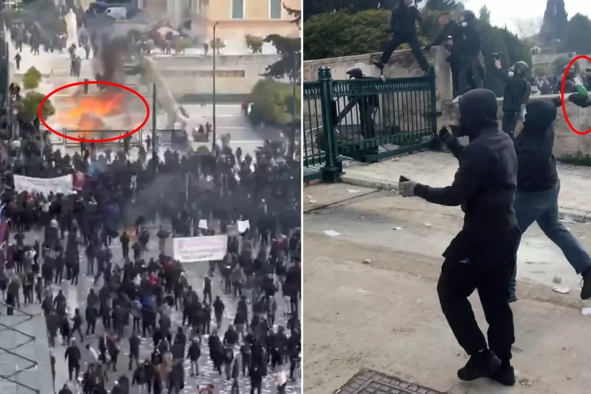 Komşu yangın yeri! Protesto sırasında polislere molotof attılar