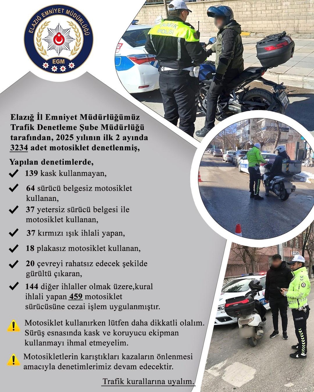 Elazığ\'da Motosiklet Denetimleri
