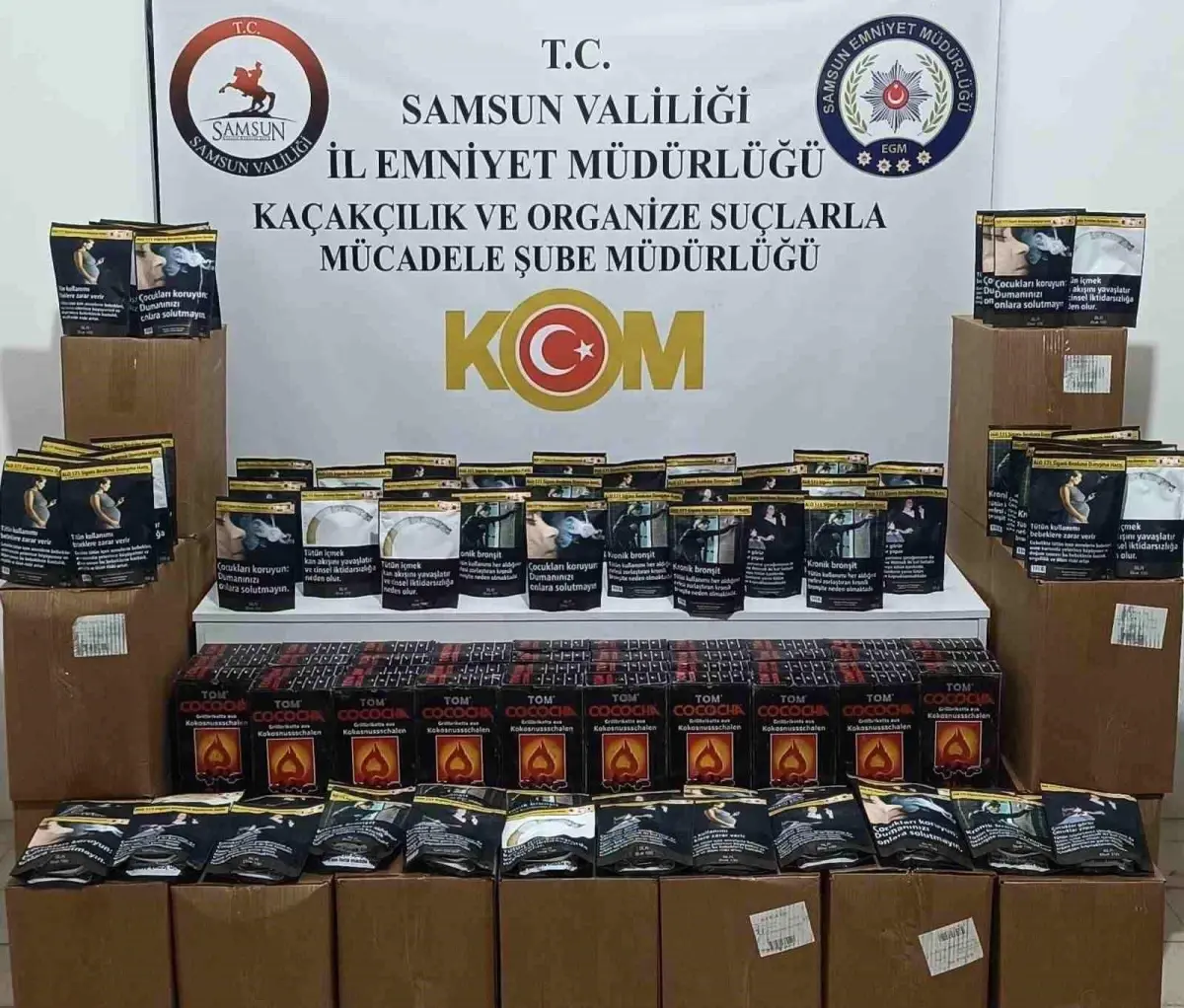 Samsun\'da Kaçak Tütün ve Nargile Kömürü Ele Geçirildi