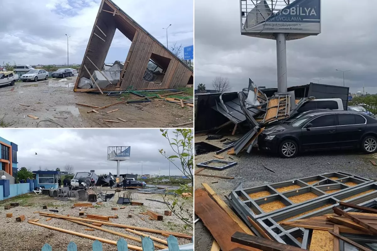 Hortum yüzlerce kiloluk bungalovu mendil gibi uçurdu