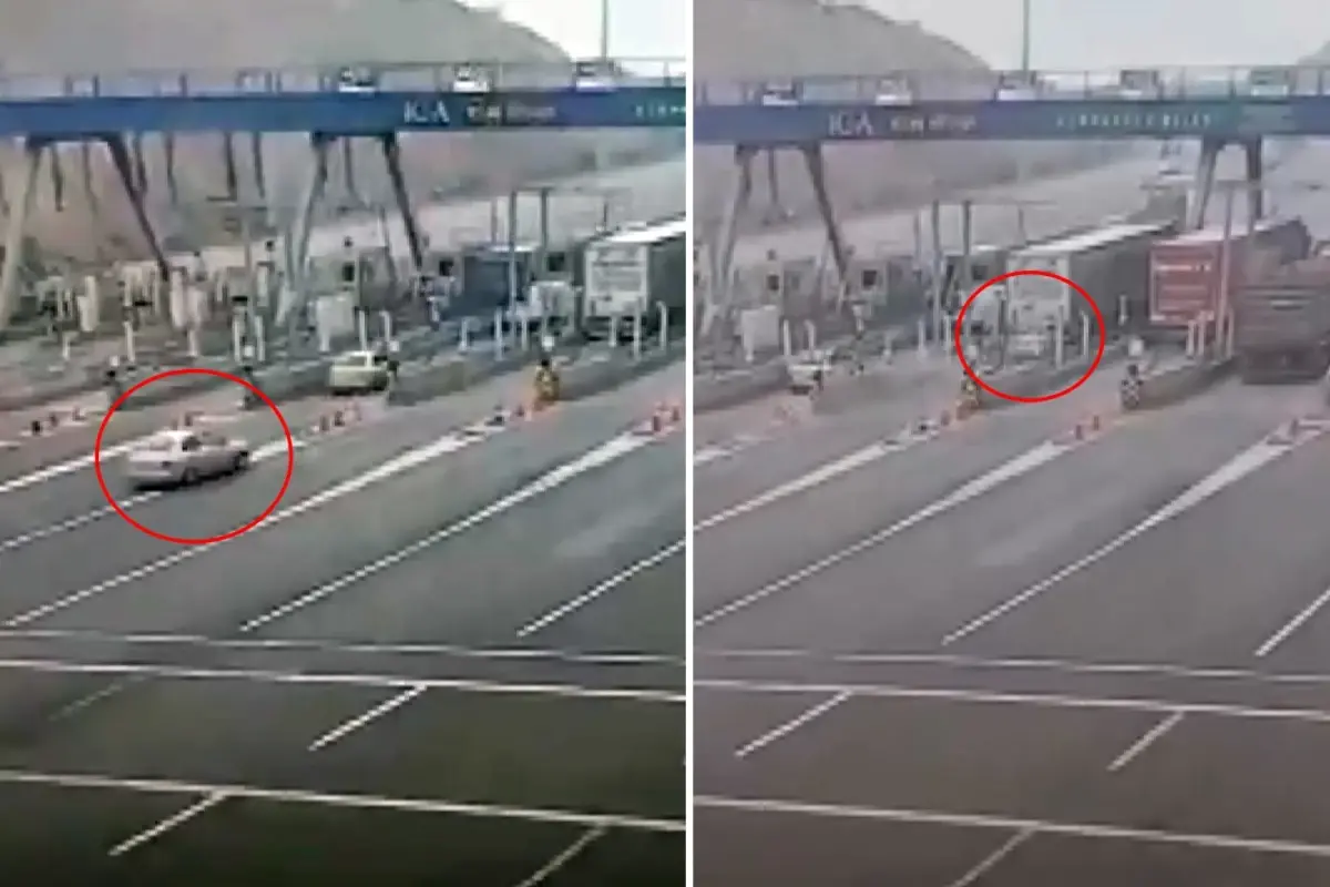 Otomobil, gişelerde bekleyen tırın altına böyle girdi! 4 kişinin can verdiği kaza anı kamerada