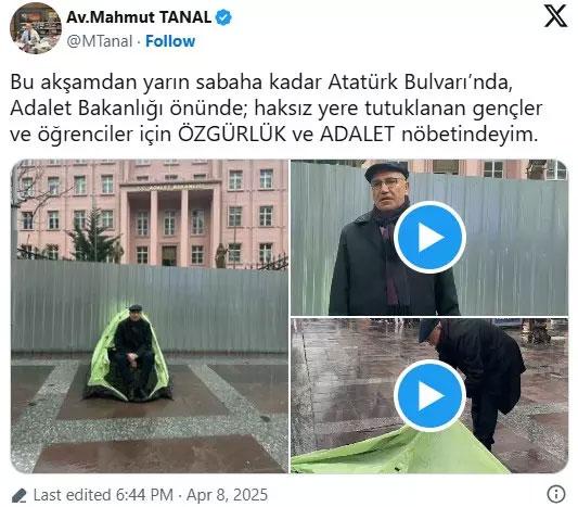 Sinan Ateş'in eşi Ayşe Ateş'ten bakanlık önünde nöbet tutan Mahmut Tanal'a destek