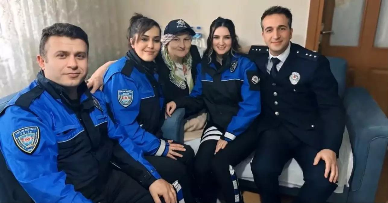 Suzan Teyze\'ye Polislerden Sürpriz Doğum Günü