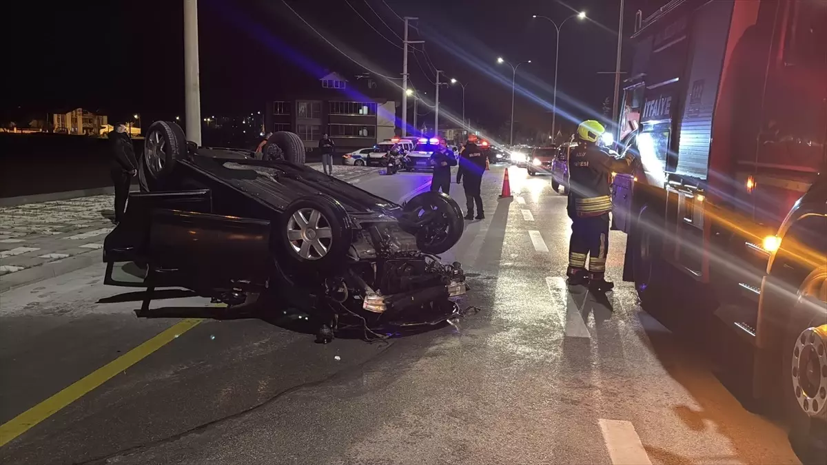 Bolu\'da Takla Atan Araç Yangın Çıkardı