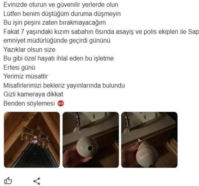 Bungalovdaki gizli kameranın görüntüleri işletme sahibinin telefonundan çıktı