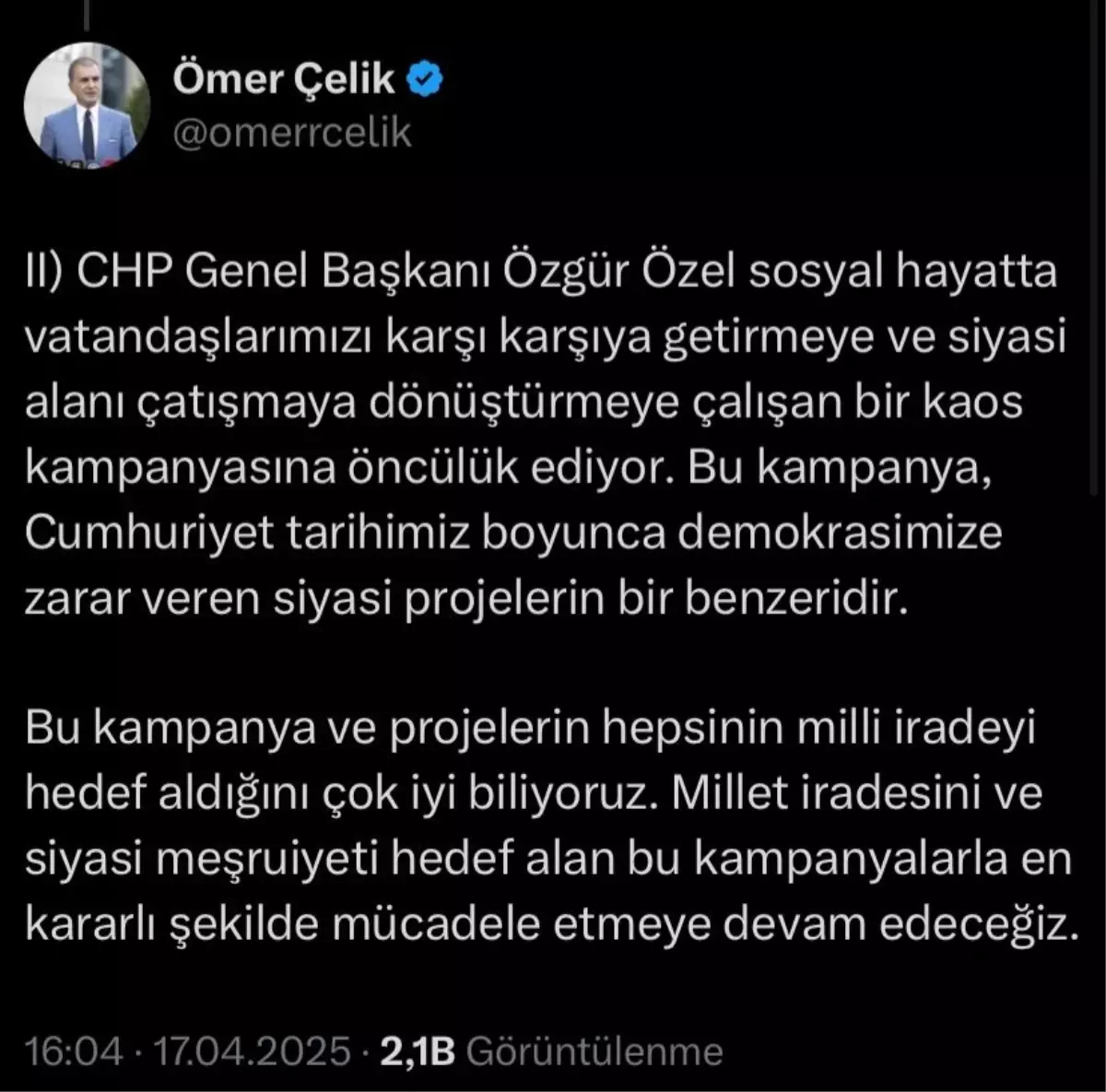 Ömer Çelik\'ten Özgür Özel\'e Sert Eleştiriler