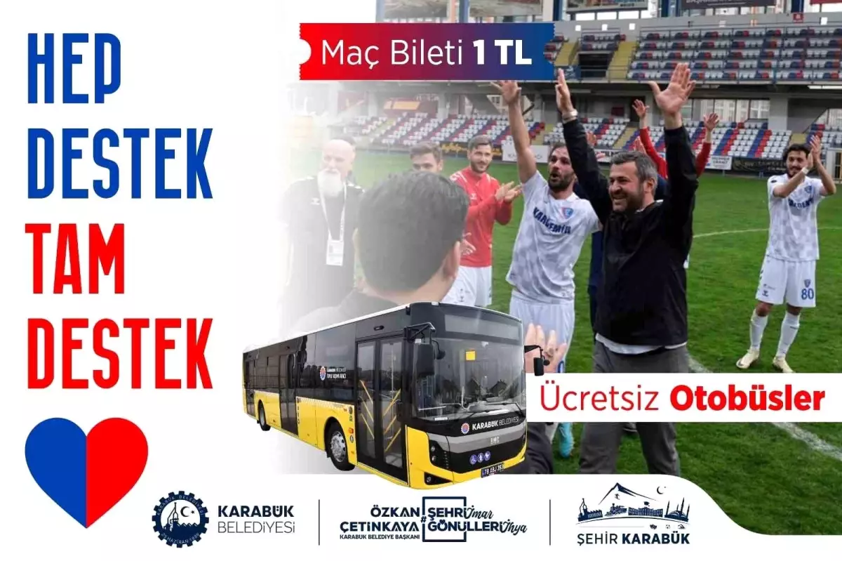 Karabük Belediyesi\'nden Ücretsiz Otobüs Seferleriyle Maç Daveti