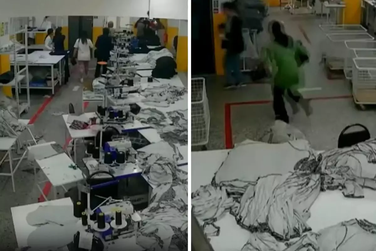 Depreme atölyelerinde yakalanan tekstil işçilerinin yaşadığı panik kameralarda