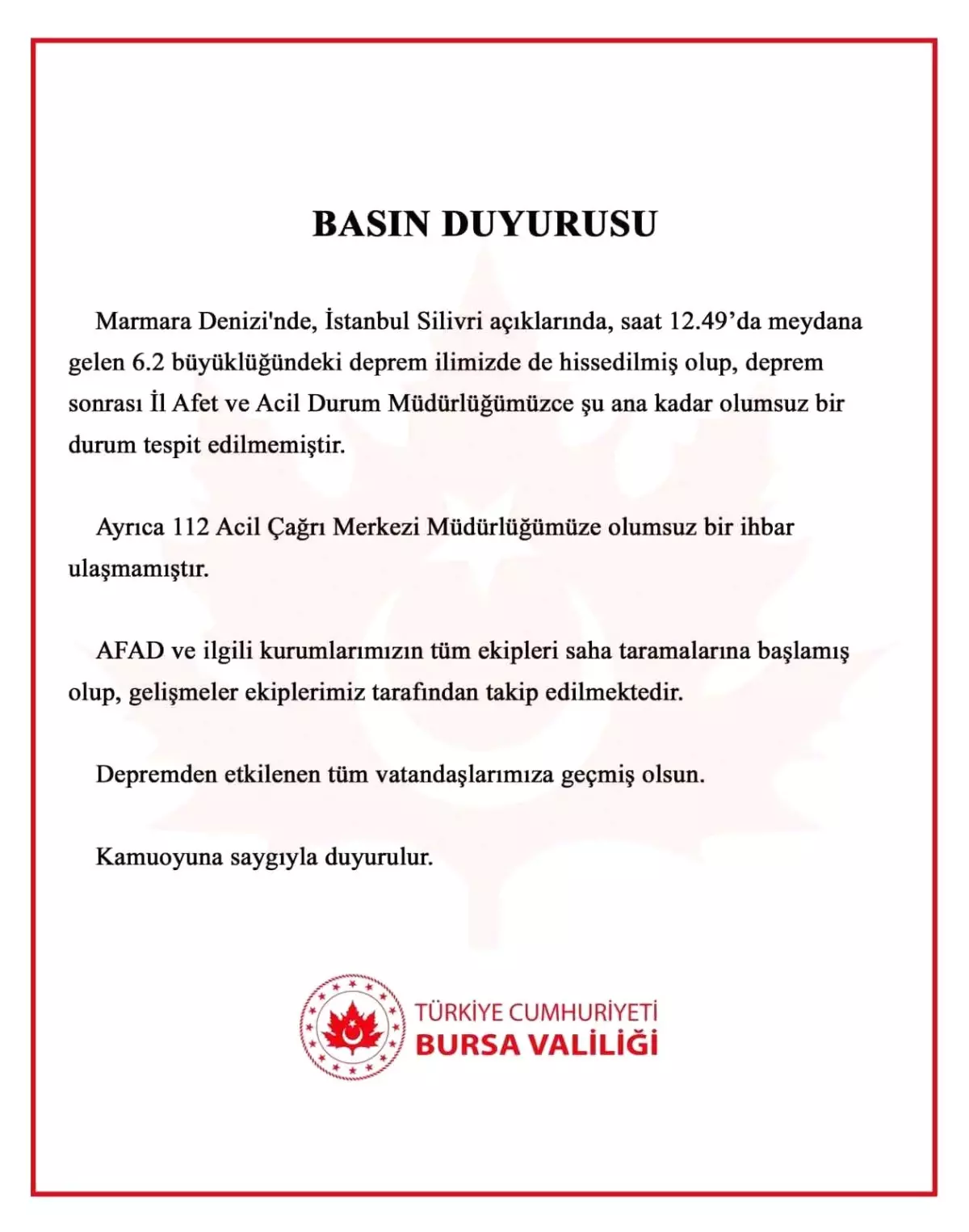 Marmara\'da Deprem, Bursa\'da Panik