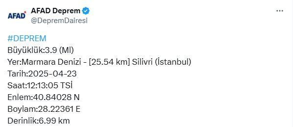 İstanbul'da 3.9 büyüklüğünde deprem İstanbul'da 3.9 büyüklüğünde deprem
