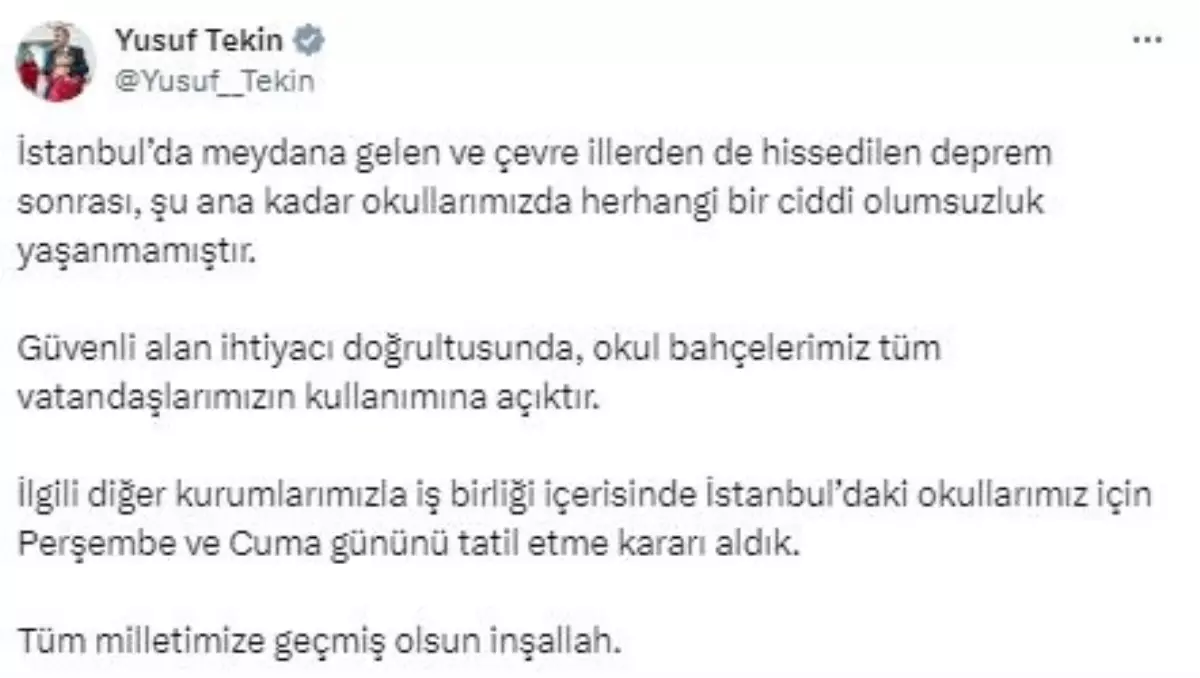 İstanbul\'da Deprem Nedeniyle Okullar Tatil