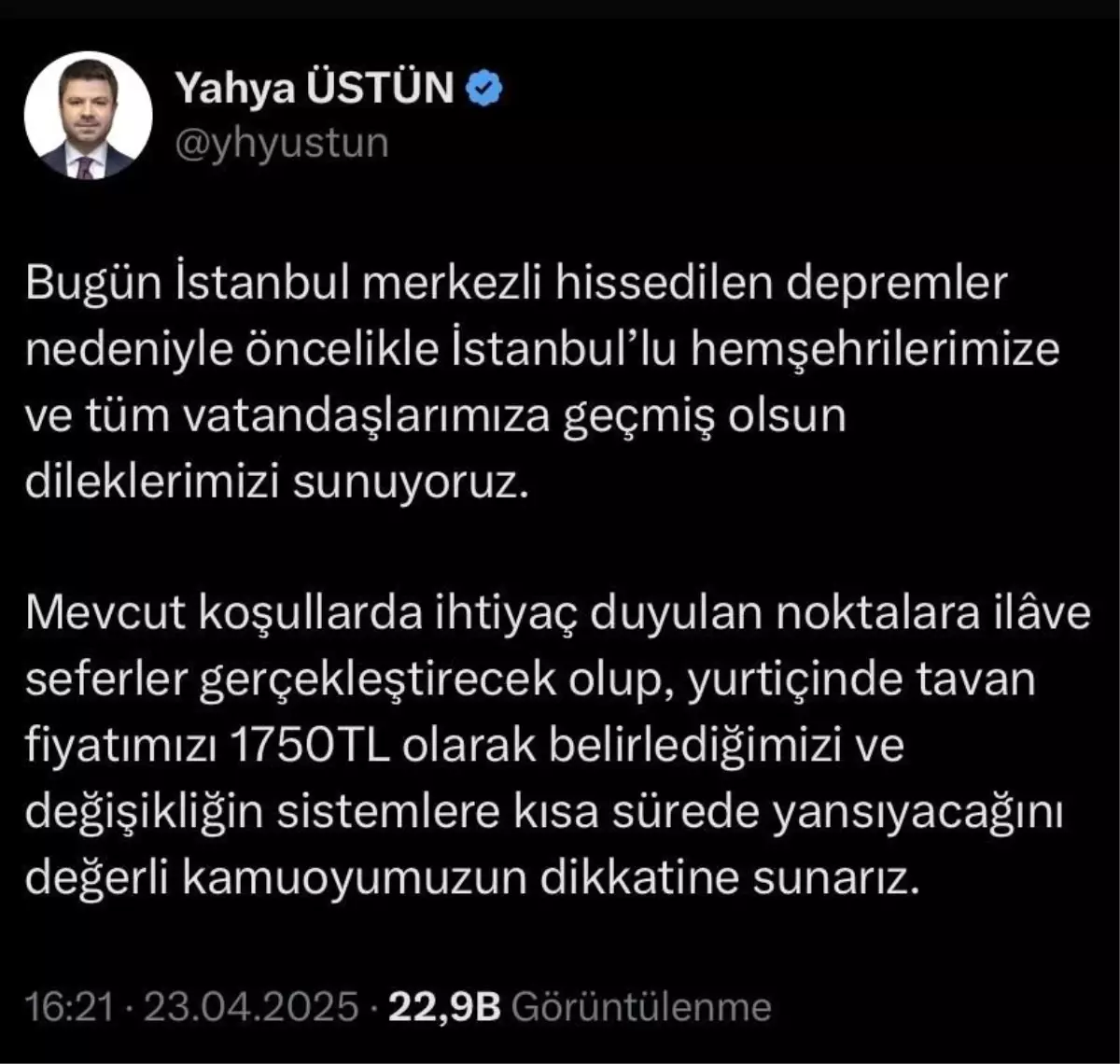 İstanbul\'da Deprem Sonrası Uçuş Düzenlemeleri