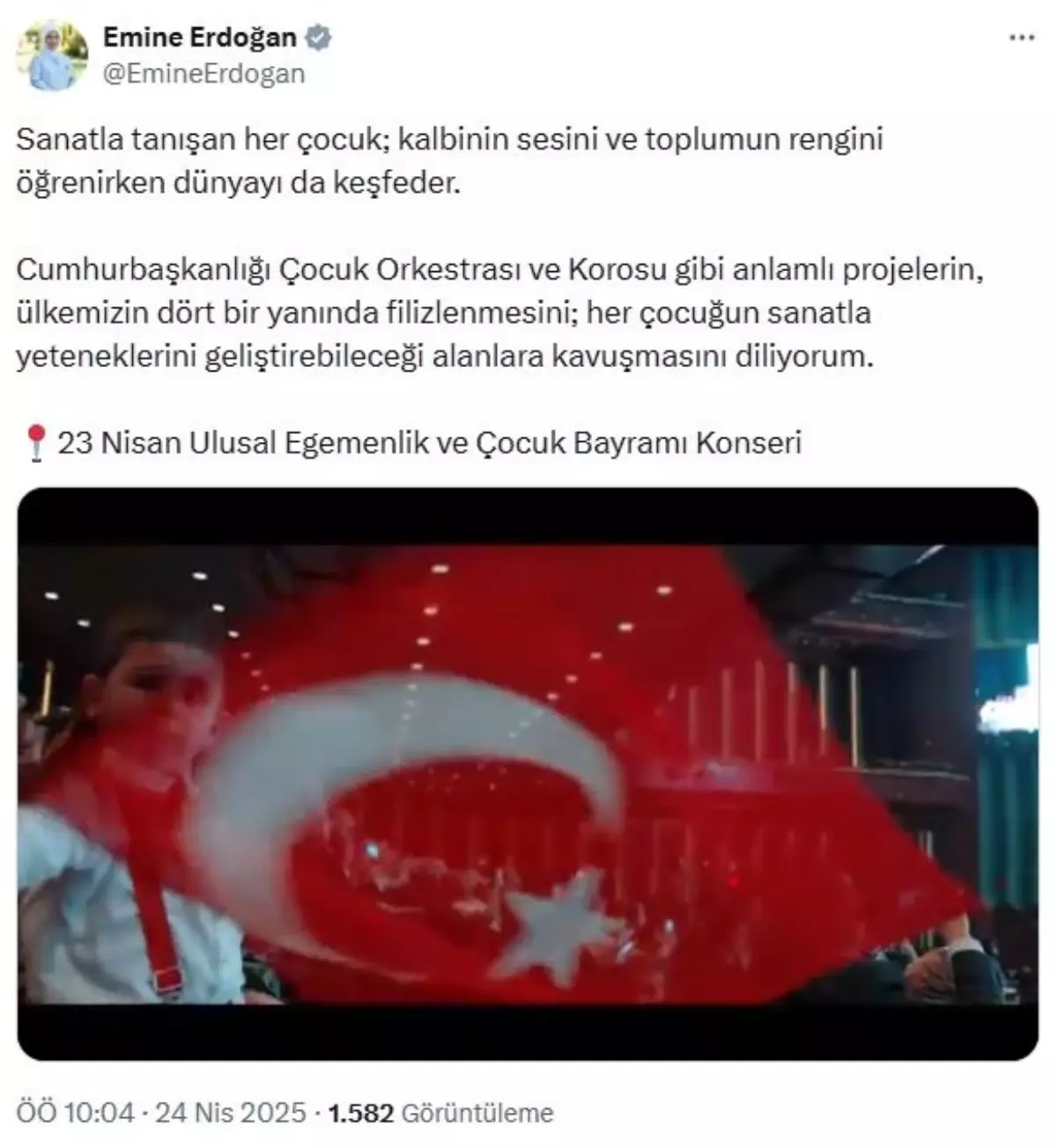 Emine Erdoğan\'dan 23 Nisan Konseri Paylaşımı