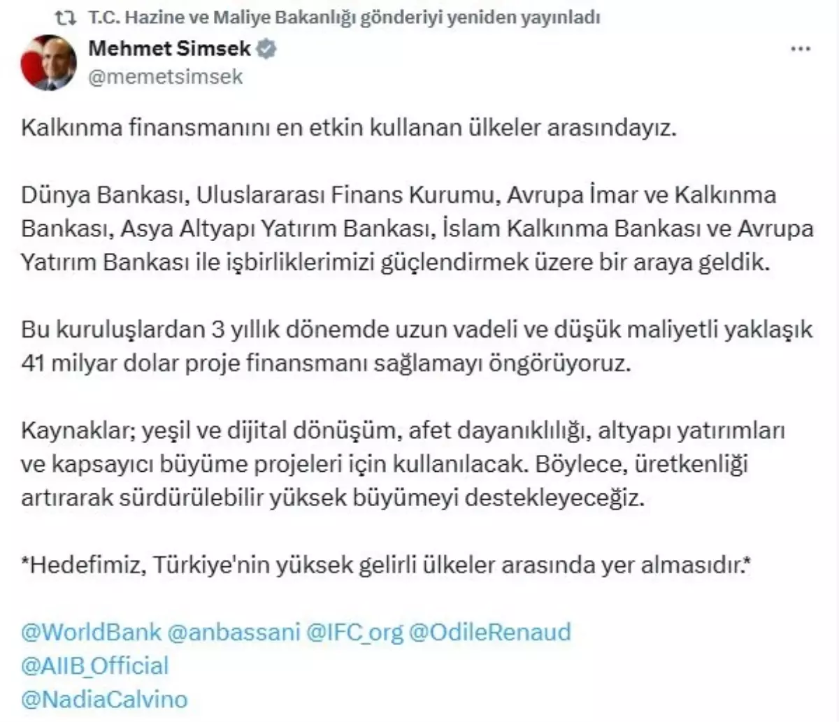 41 Milyar Dolar Proje Finansmanı