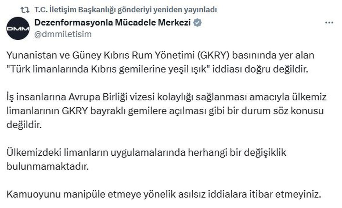 DMM\'den Liman İddialarına Yanıt