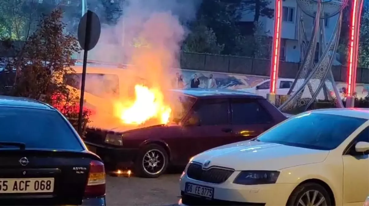 Hakkari\'de Park Halindeki Araçta Yangın