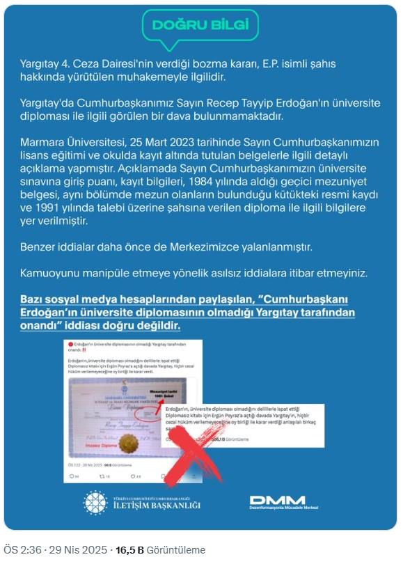 Erdoğan'ın diplomasıyla ilgili iddiaya Dezenformasyonla Mücadele Merkezi'nden yalanlama