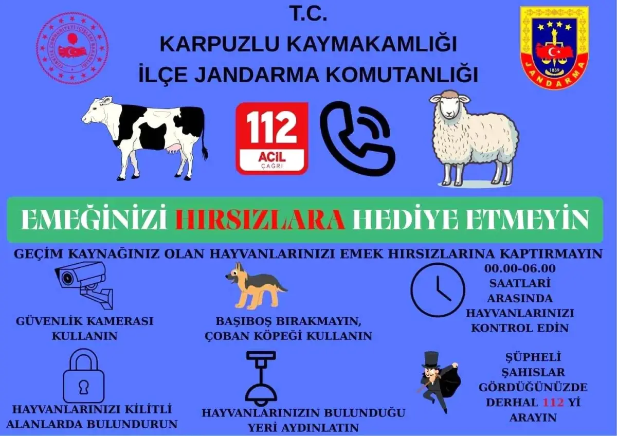 Jandarmadan Hayvan Hırsızlığına Karşı Önlem