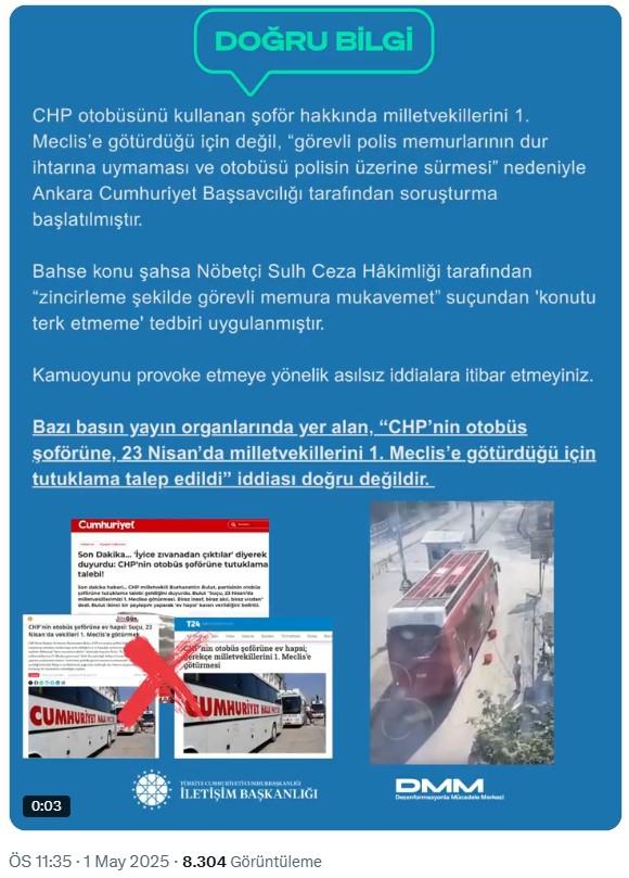 CHP'nin, 'Vekilleri 1. Meclis'e götüren şoföre hapis talebi' iddiasına yalanlama