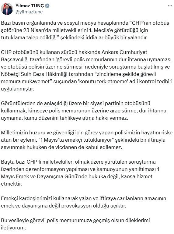 CHP'nin, 'Vekilleri 1. Meclis'e götüren şoföre hapis talebi' iddiasına yalanlama
