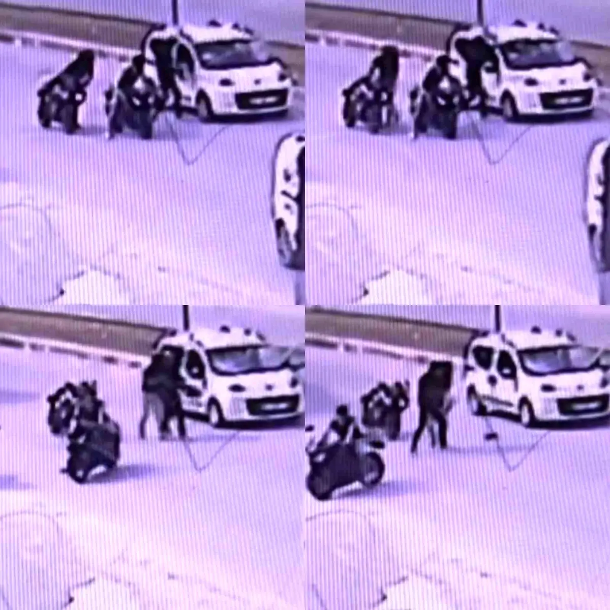 Motosiklet Sürücüsü Kaskla Araca Saldırdı