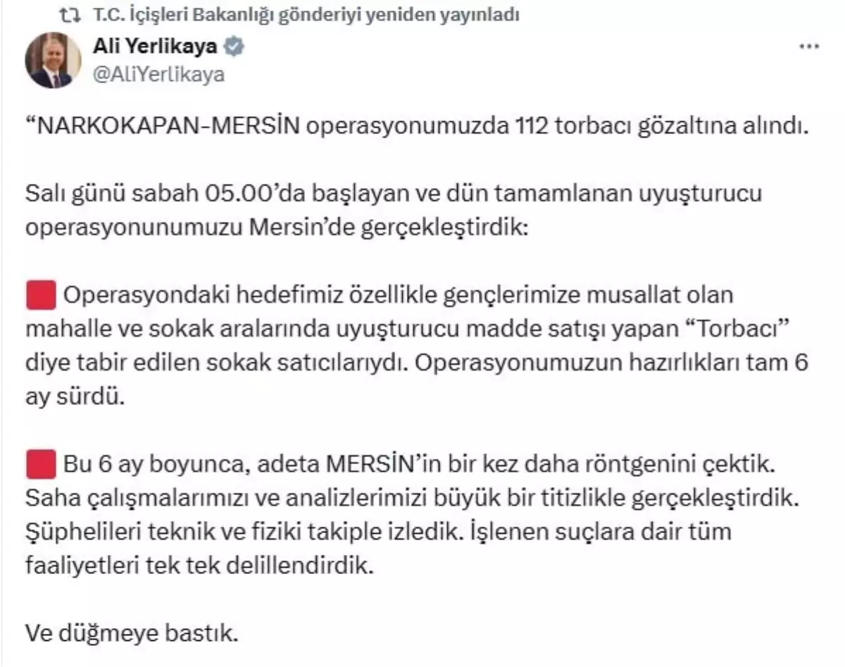 Mersin\'de Narkokapan Operasyonu: 112 Uyuşturucu Satıcısı Yakalandı