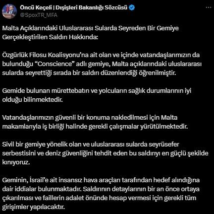 Türk vatandaşlarının da bulunduğu gemiye saldırı