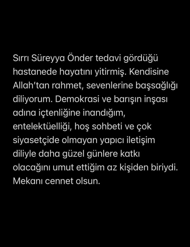 Sırrı Süreyya Önder'in vefatı sonrası ünlülerden peş peşe taziye mesajları