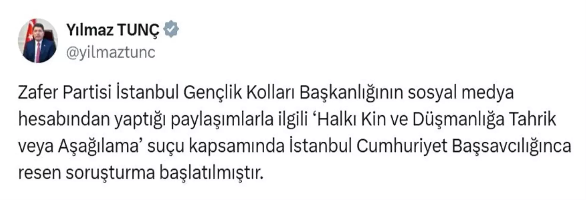 Zafer Partisi\'ne Soruşturma