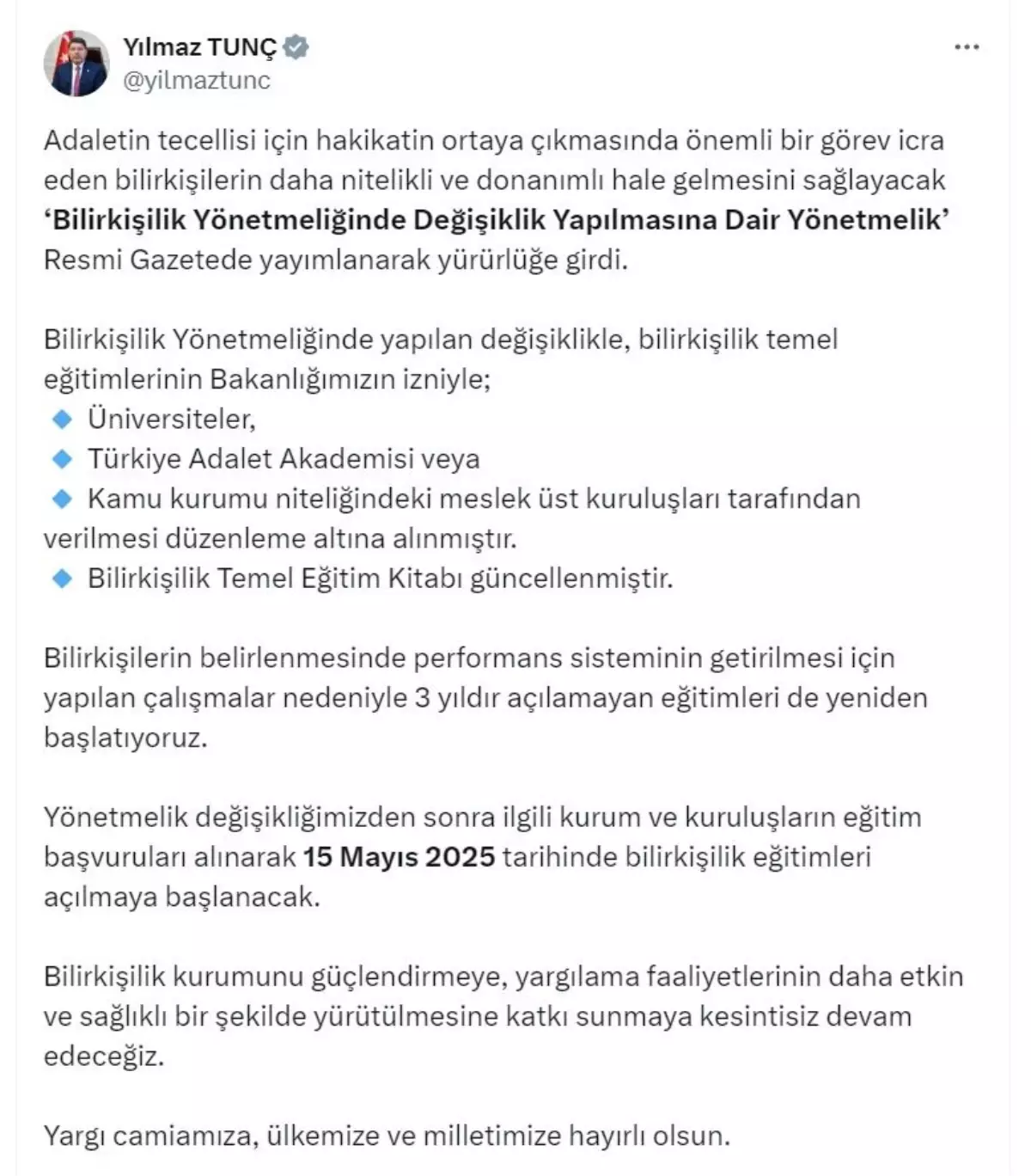 Bilirkişilik Yönetmeliği Değişti