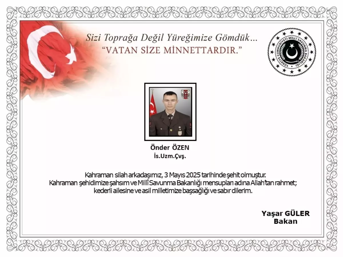 Irak\'ın kuzeyindeki Pençe- Operasyon bölgesinde mayına basan uzman çavuş şehit oldu (2)