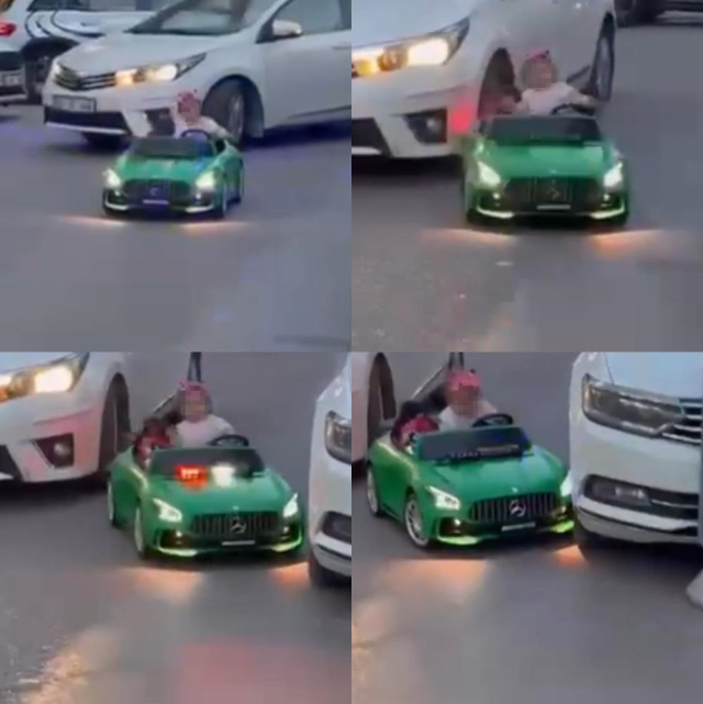 Akülü araçlı çocuğa otomobil çarptı Akülü araçlı çocuğa otomobil çarptı