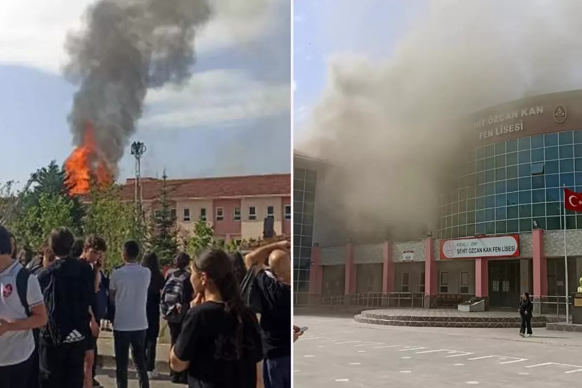 Fen lisesinin çatısı alevlere teslim oldu! Öğrenciler tahliye edildi