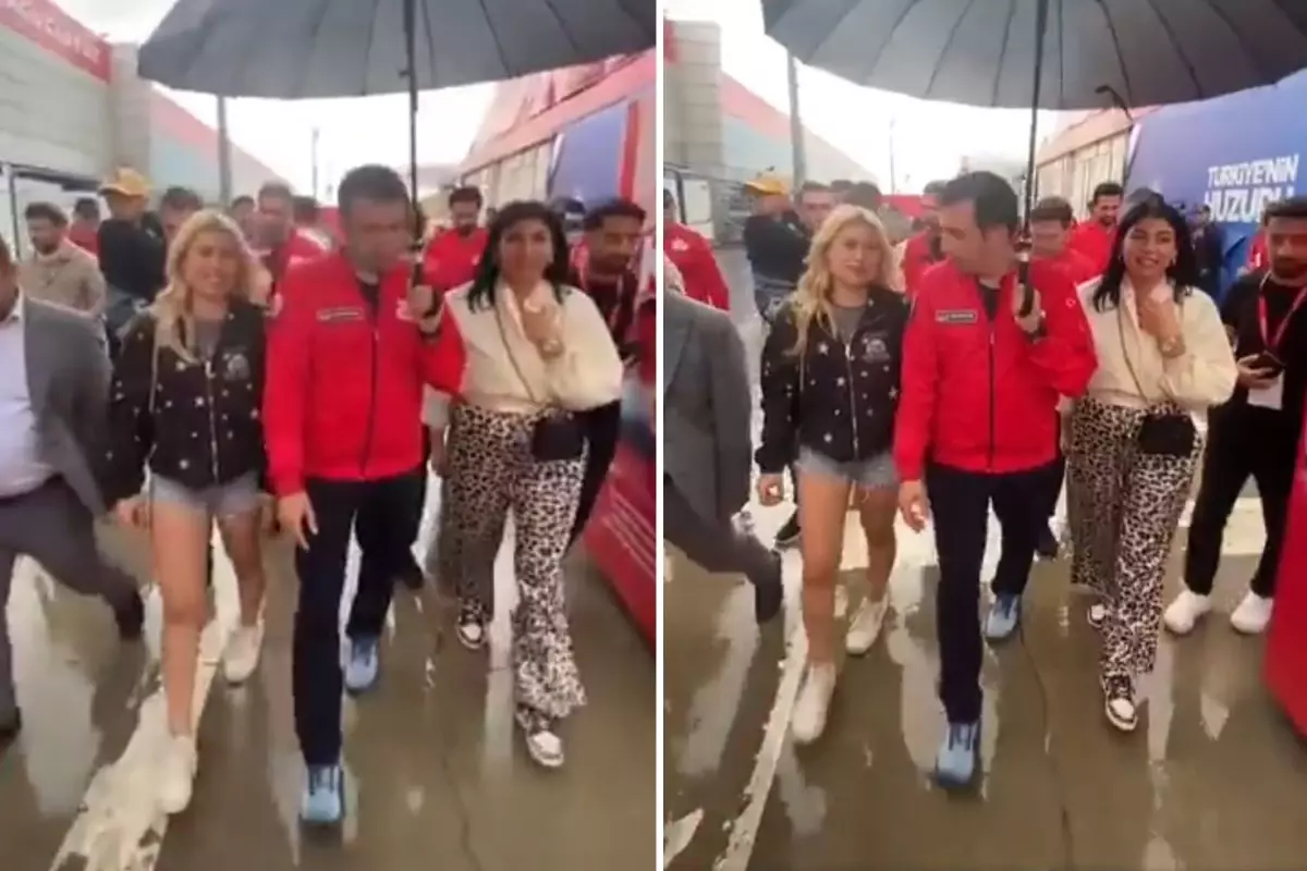 Selçuk Bayraktar\'ın hassasiyeti takdir topladı! Eli, yanındaki kadına değmesin diye...