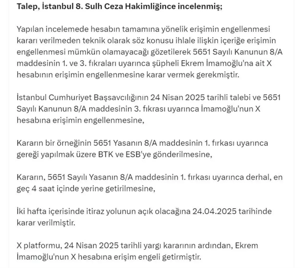 İmamoğlu\'nun X Hesabına Erişim Engellendi