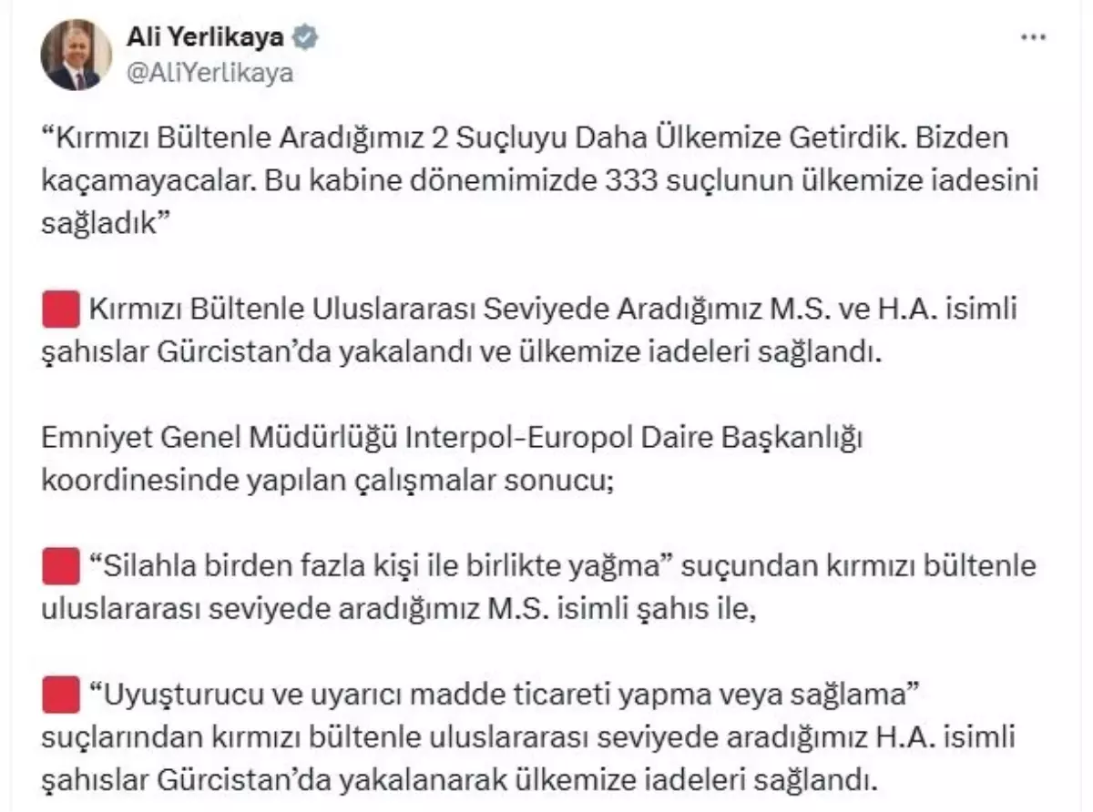 İki Suçlu Gürcistan\'da Yakalandı