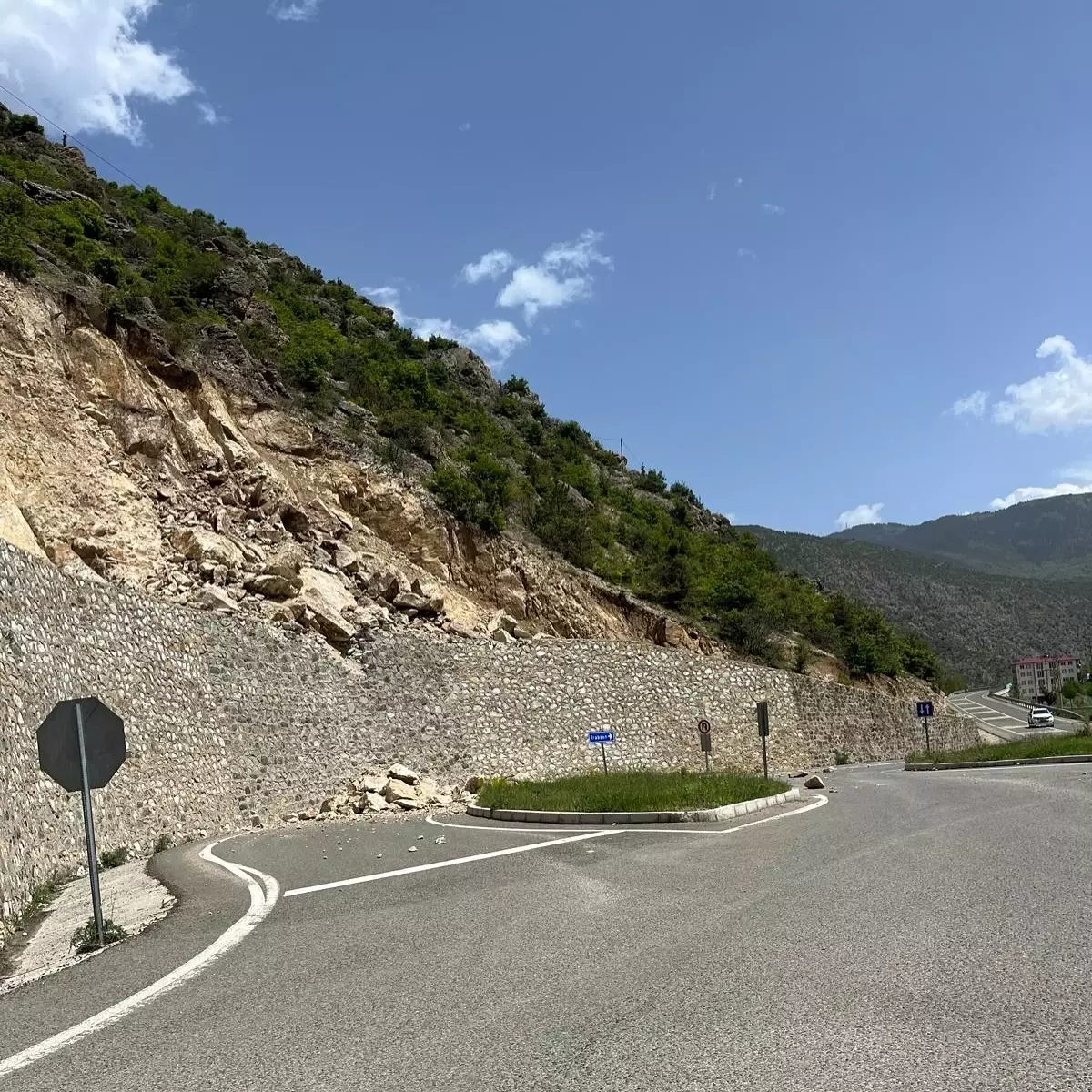 Torul\'da Heyelan: Kaledibi Yolu Kapatıldı
